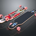 Colorful Skateboards with Black Deck and Pink Wheels for Sports Enthusiasts