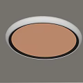 Modern Round Flush Mount Ceiling Light With White Design Brown Trim And Bright Illumination
