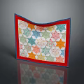 Colorful Star Pattern Fabric Table Runner With Blue Border And Red Green Orange Design