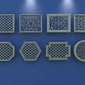Traditional Carved Lattice Windows in Various Shapes and Intricate Decorative Patterns