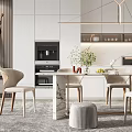 Modern Dining Table and Chair Combination Dining Table and Chair Set 3d model