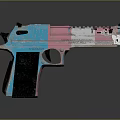 Colorful Decorative Gun With Blue Pink And Black White Checkered Design
