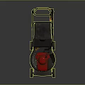 Red Engine Push Type Lawn Mower With Black Handle And Wheels