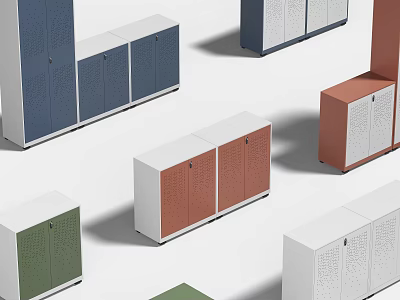 Public Office Space Storage Solutions With Colorful Lockers And Modern Functional Design 3d model