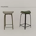Poliform Modern Bar Stools With Light And Green Seats And Sleek Design