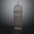 Decorative Metal Birdcage with Hanger Cylindrical Design and Grilled Base for Home Decor