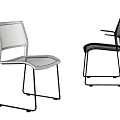Modern White And Black Office Chair With Mesh Seat Backrest And Metal Frame