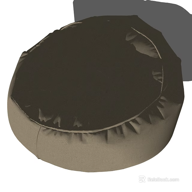 Comfortable Round Bean Bag Chair With Soft Fabric And Stitched Design 3d model