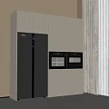 Modern Kitchen Interior With Light Colored Cabinets Gray Refrigerator And Built In Appliances 3d model