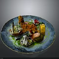 Elegant Colorful Seafood Platter With Lobster Sushi Tempura And Fresh Vegetables