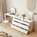 White Modern Vanity Table With Drawers Mirror And Acrylic Chair Decorations