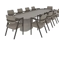 Modern Office Conference Table With Beige Upholstered Chairs And Concrete Base