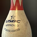 Bowling Pins With Red Triangular Design USBC Approved Max Logo And Maple Material 3d model