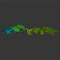 Vibrant Paper Craft Plants With Blue Green Yellow Flower Leaf Shapes On Gray Background