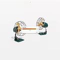 Two Vintage Style Air Conditioner Fan with Metal Frame Green Base and Golden Blades