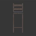 Simple Wooden Bar Stool with Backrest and Blue Padded Seat Design