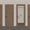 Wooden Swing Doors With Glass Panel And Modern Design For Home Interiors 3d model