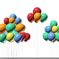 Multiple Bunches of Colorful Balloons with Bright Hues for Party Celebrations