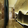 Guanlan Lake Clubhouse Modern Interior Design With Mountain Shaped Wall And Lighting Effects