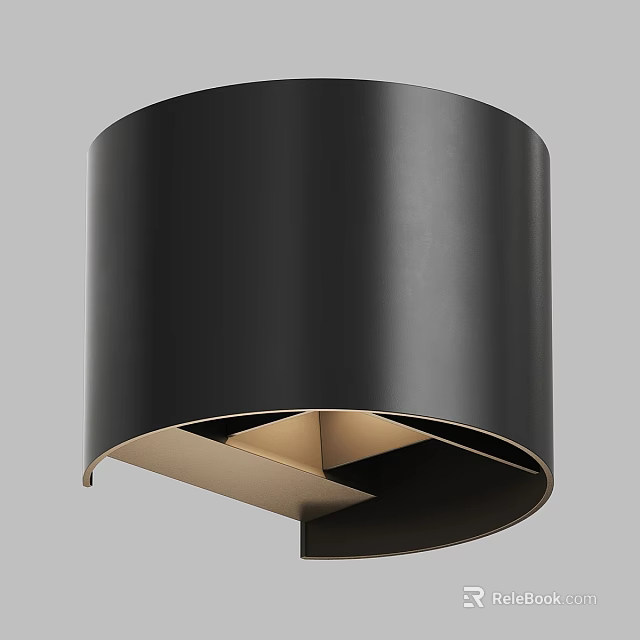 Modern Minimalist Black Metal Wall Lamp With Sleek Curved Design And Smooth Surface 3d model 