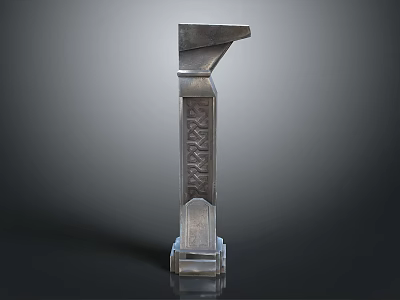 Industrial Equipment With Metal Vertical Structure Base Top Extension And Engraved Texture Design 3d model