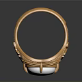 Luxurious Gold Ring With White Circular Stone And Ornate Gold Decorations