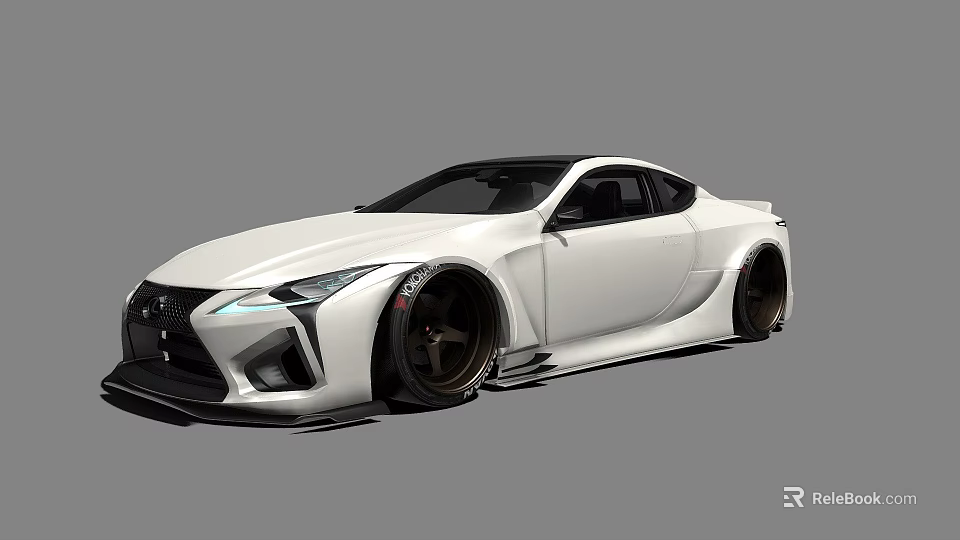 White Modified Lexus Sports Car With Wide Body And Black Wheels 3d model 