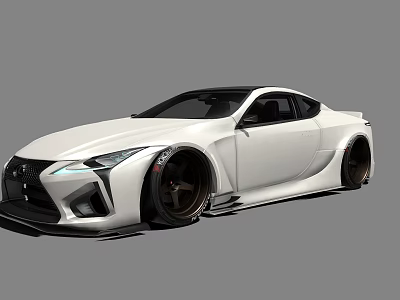 White Modified Lexus Sports Car With Wide Body And Black Wheels 3d model