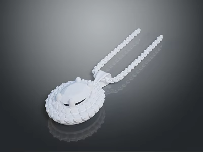 White Elegant Pendant Necklace With Delicate Chain And Intricate Design 3d model