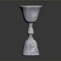 Elegant Silver Decorative Goblet With Intricate Carved Patterns And Stable Base 3d model