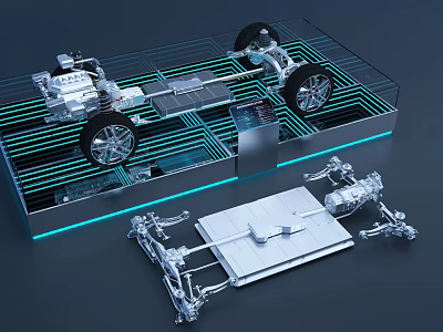 Automotive Chassis Platform Design With Battery Motor And Suspension Components 3d model
