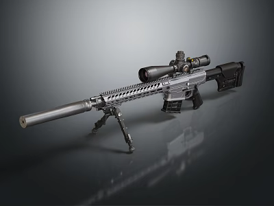 Tactical Sniper Rifle With Precision Scope Long Barrel Bipod And Modern Metallic Finish 3d model