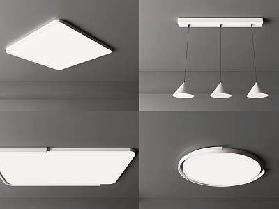 Sleek Modern Ceiling Lights Featuring Square and Round Designs for Indoor Home Lighting 3d model