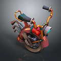 Vintage Style Motorcycle With Copper Body Mechanical Details And Red Accents Black Seat
