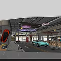 Stylish Restaurant Interior With Red And Light Blue Car Decor Dining Tables And Chairs