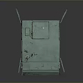 Rusted Green Industrial Machinery With Open Lid And Internal Mechanical Components