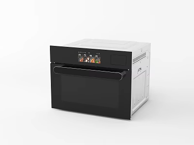 Black And White Kitchen Microwave Oven With Digital Display Control Panel And Glass Door 3d model