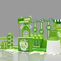 Natural Original Plant Milk Exhibition Booth with Green Windmill and Product Stacks