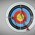 Archery Target Sports Equipment with Arrows Hitting Center and Numbered Rings