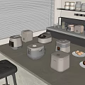 Neat Modern Kitchen Interior With Countertop And Various Functional Kitchen Appliances