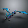 Fantasy Mythical Dragon Creature With Blue Purple Wings And Glowing Features