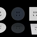 Modern Switch Panels with Round and Square Shapes White Black and Dimensions 6.24cm 5.20cm