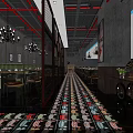 Vintage Industrial Restaurant Interior With Colorful Floor Tiles Pendant Lights Wooden Tables And Wall Art
