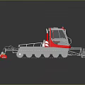 Red Tracked Vehicle With Cab And Front Yellow Red Plow Blade