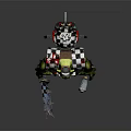 Fantasy Orc Game Character With Green Skin Spiked Helmet And Armored Body Clutching Sharp Weapon