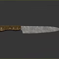 Durable Sharp Kitchen Knife With Wooden Handle And Polished Metal Blade