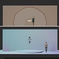 Fashion Showcase Stage With Circular Layered Backdrop And Models For Meishan Brand