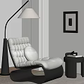 Modern Lounge Chair With Plush Cushion Floor Lamp Framed Art And Side Table In Interior