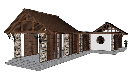 New Chinese pavilion porch New Oriental Zen pavilion 3d model