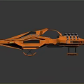 Futuristic Orange Space Craft With Sleek Aerodynamic Design And Thruster Structural Details